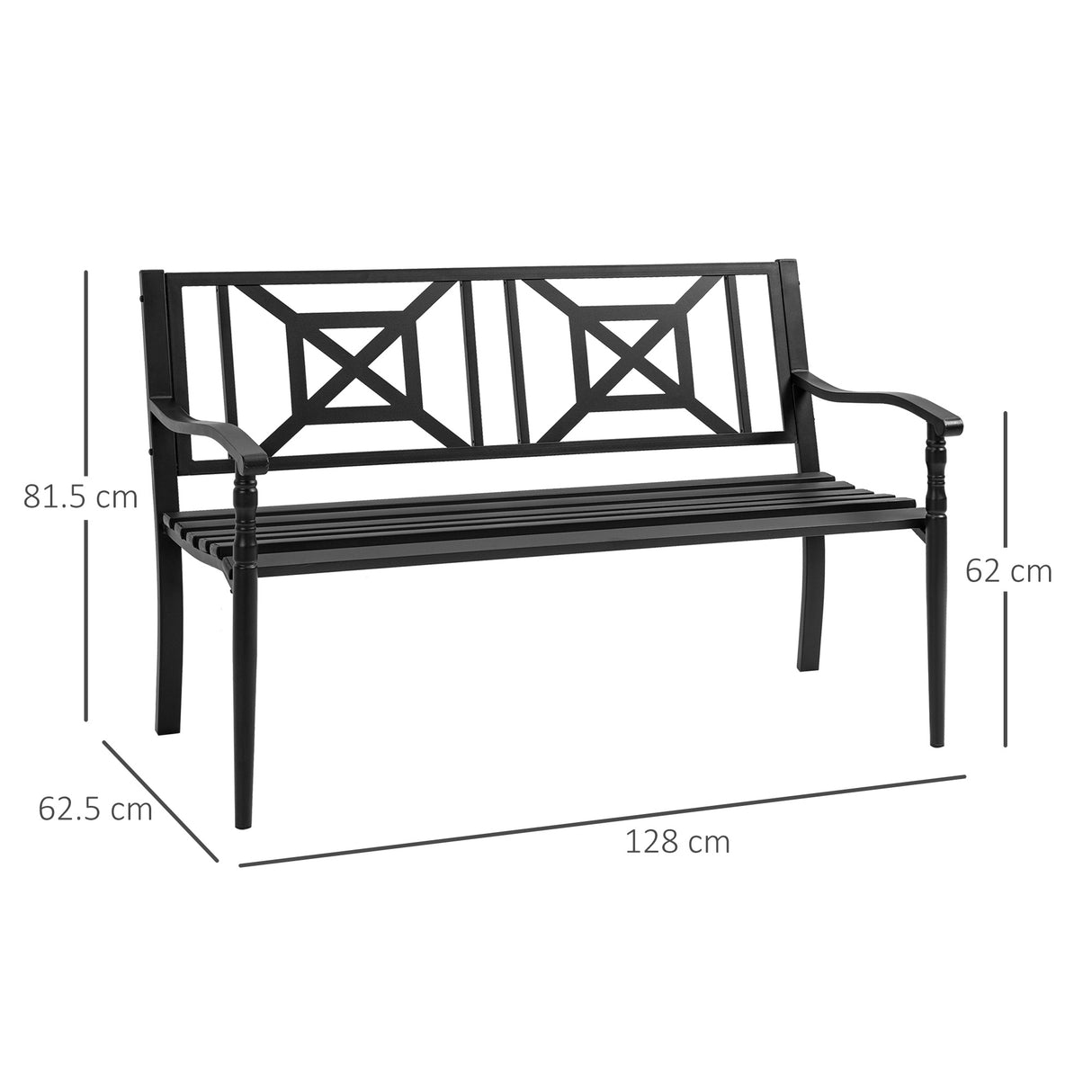 easycomfort easycomfort panchina da giardino in acciaio a 2 posti con schienale alto e braccioli 128x62 5x81 5 cm nero