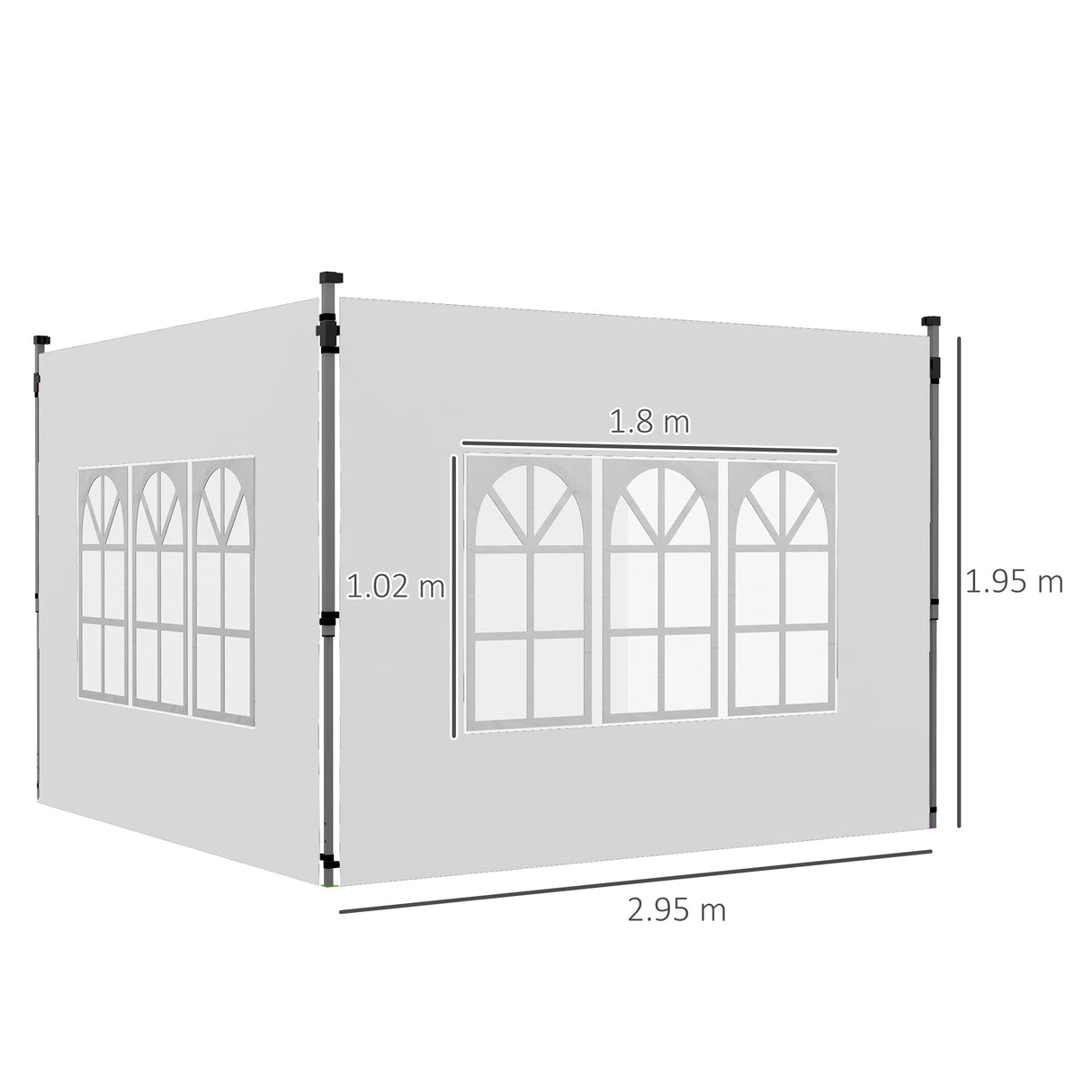 easycomfort easycomfort pareti per gazebo 3x3 o 3x4 con finestrelle incluse in plastica e tessuto oxford 295x195 cm bianco