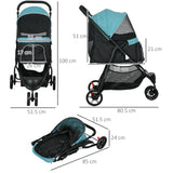easycomfort easycomfort passeggino per cani piccoli pieghevole a 3 ruote con copertura antipioggia e cestino verde scuro