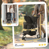easycomfort easycomfort passeggino per cani piccoli pieghevole con ruote girevoli e freno 75x45x97 cm nero