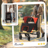 easycomfort easycomfort passeggino per cani pieghevole con ingressi a cerniera e finestre a rete 112x65x100 cm nero e rosso