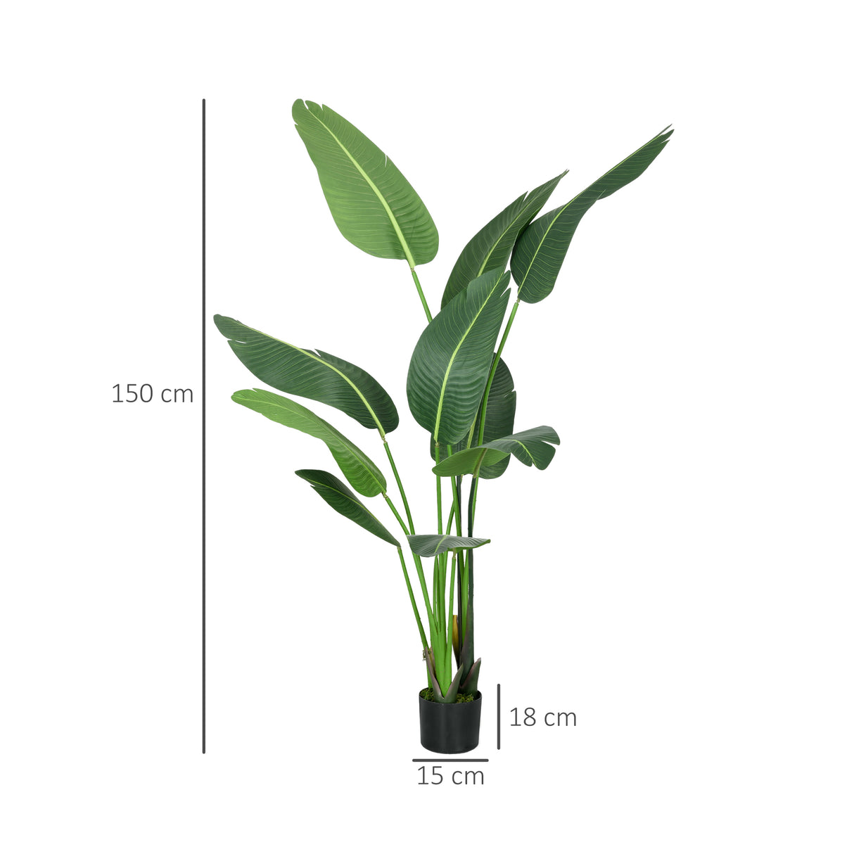 easycomfort easycomfort pianta artificiale palma del viaggiatore alta 150cm per interno ed esterno con vaso incluso