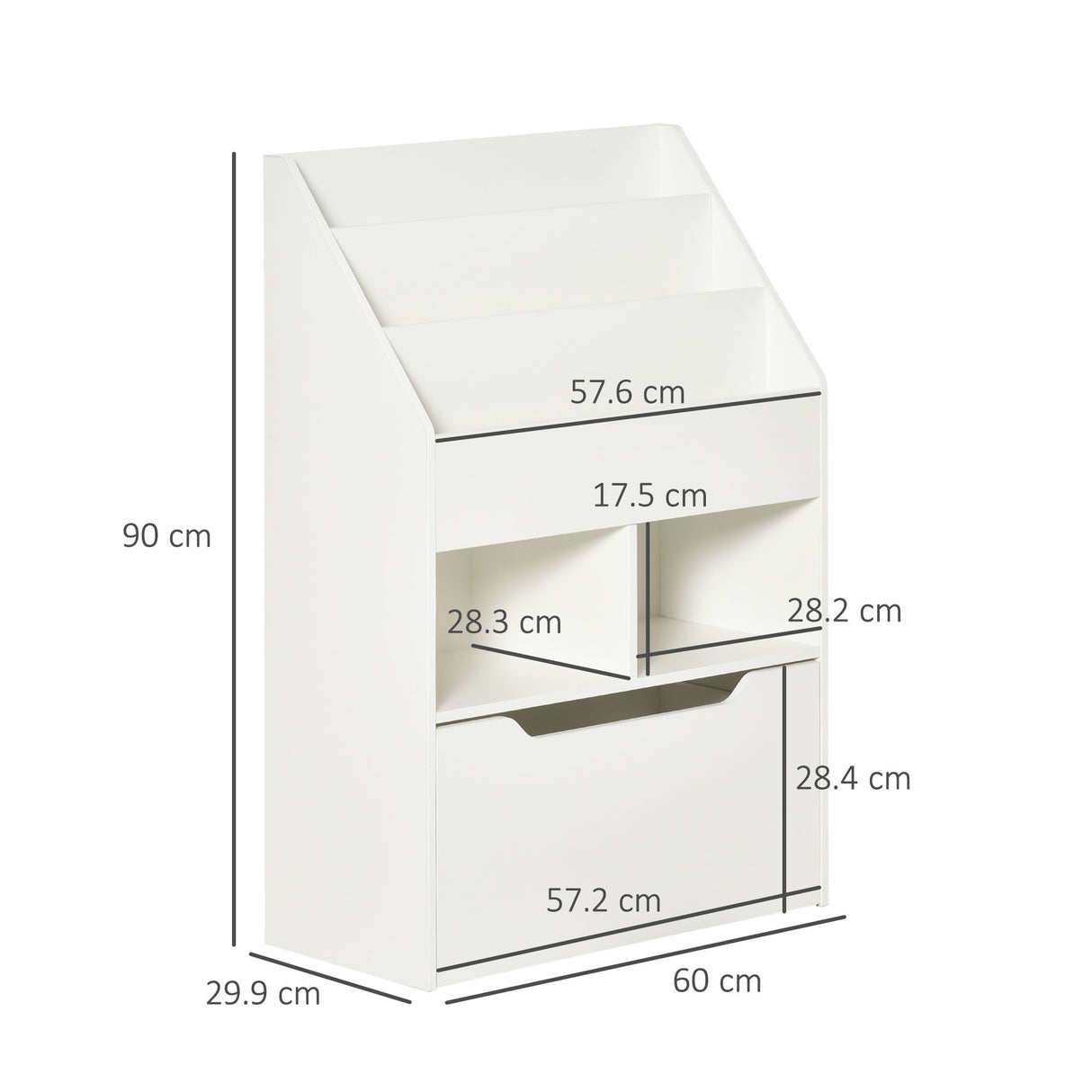 immagine-3-easycomfort-easycomfort-piccola-libreria-per-bambini-con-ripiani-e-cassetto-in-mdf-60x29-9x90cm-bianco