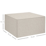 easycomfort easycomfort poggiapiedi 2 in 1 con rivestimento rimovibile in tessuto effetto lino 75x75x41 cm beige