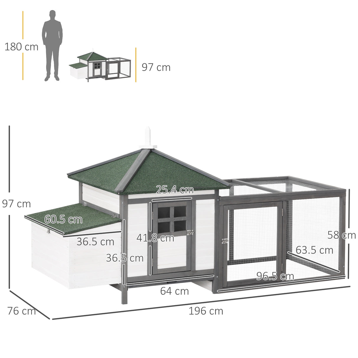 immagine-3-easycomfort-easycomfort-pollaio-da-giardino-prefabbricato-in-legno-196x76x97cm-bianco-e-grigio