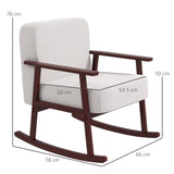 easycomfort easycomfort poltrona a dondolo in tessuto effetto lino e legno con braccioli e cuscini 66x78x76 cm beige e marrone