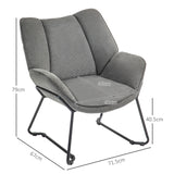 easycomfort easycomfort poltrona darredo con braccioli inclinati in tessuto effetto lino e acciaio 71 5x67x79 cm grigio