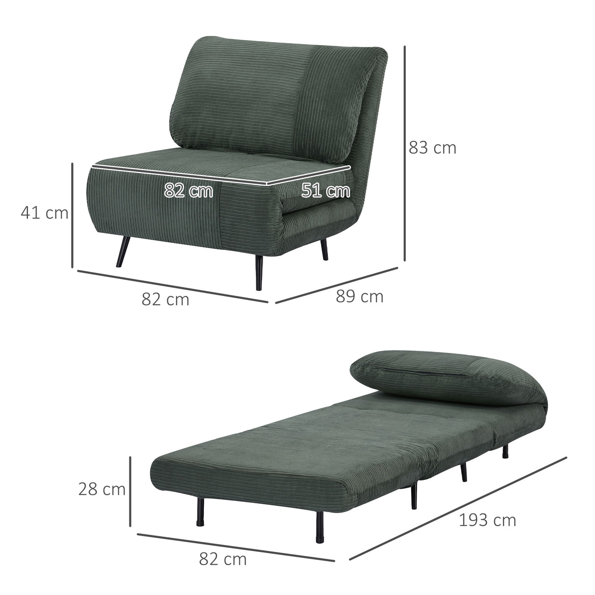 easycomfort easycomfort poltrona letto 2 in 1 singola schienale regolabile su 3 livelli e imbottito struttura in legno e acciaio