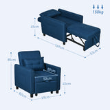 easycomfort easycomfort poltrona letto singola reclinabile su 3 livelli con cuscino e 2 tasche laterali 69x82x85cm blu