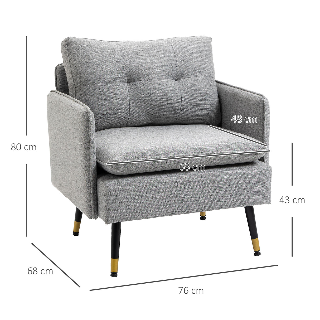 easycomfort easycomfort poltrona moderna in tessuto con seduta imbottita e gambe in acciaio 76x68x80 cm grigio