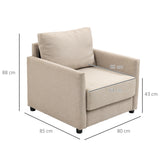 easycomfort easycomfort poltrona moderna in tessuto traspirante effetto lino con tasca interna 80x85x88 cm beige