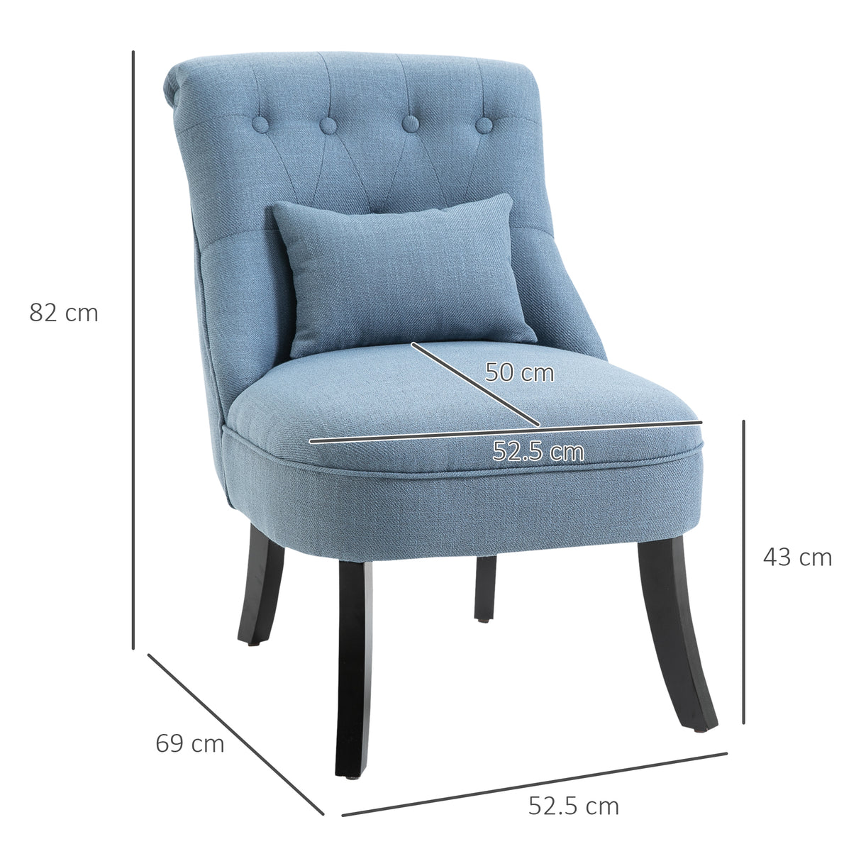 easycomfort easycomfort poltrona per salotto imbottita con cuscino in tessuto effetto lino e legno 52 5x69x77 cm blu