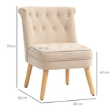 easycomfort easycomfort poltrona per salotto in velluto con seduta imbottita e trapuntata a bottoni 60x66x79 cm beige