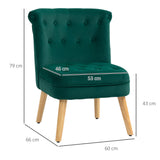 easycomfort easycomfort poltrona per salotto in velluto con seduta imbottita e trapuntata a bottoni 60x66x79 cm verde