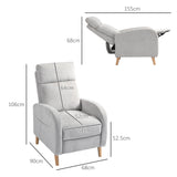 easycomfort easycomfort poltrona reclinabile 150 max con poggiapiedi in tessuto effetto lino 68x90x106 cm grigio chiaro