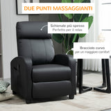 easycomfort easycomfort poltrona relax massaggiante con telecomando e 8 programmi reclinazione e poggiapiedi 68x88x98cm nero