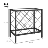 easycomfort easycomfort portabottiglie vini per 10 bottiglie in acciaio nero con piano dappoggio in vetro temperato 41x22x41 cm