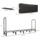 easycomfort easycomfort portalegna da interno ed esterno in metallo con telo porta legna e copertura 240x36x99cm nero