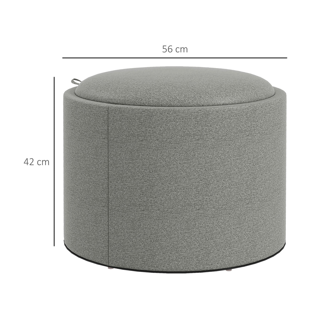 easycomfort easycomfort pouf contenitore effetto lino da 120 kg max con vassoio a ribalta in mdf 56x56x42 cm grigio