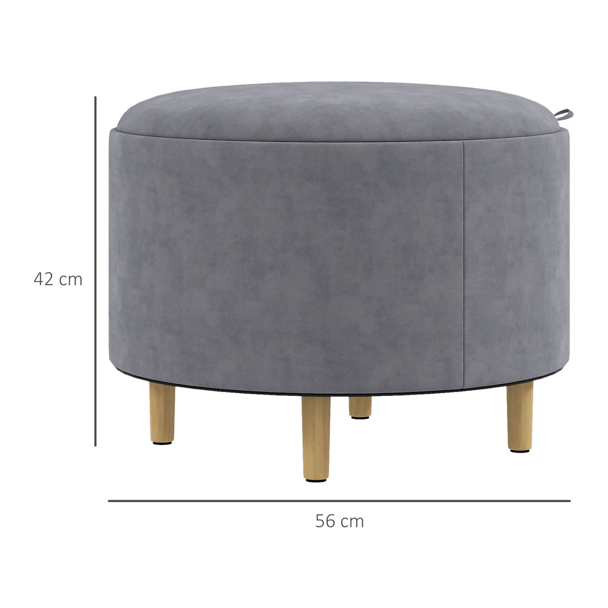 easycomfort easycomfort pouf contenitore vellutato da 120 kg max con vassoio a ribalta in mdf e rovere 56x56x42 cm grigio