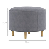 easycomfort easycomfort pouf contenitore vellutato da 120 kg max con vassoio a ribalta in mdf e rovere 56x56x42 cm grigio