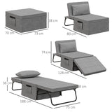 easycomfort easycomfort pouf letto pieghevole multiuso 4 in 1 con schienale reclinabile a 5 livelli grigio