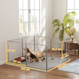 easycomfort easycomfort recinto per cani a 8 pannelli modulabili pieghevole con porta in acciaio altezza 80 cm argento