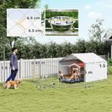 easycomfort easycomfort recinto per cani con coperture e ciotole girevoli in acciaio e tessuto oxford 4x2 3x1 5 m argento