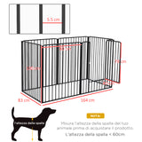 easycomfort easycomfort recinto per cani grandi a 6 pannelli modulabili in acciaio 164x83x100 cm nero