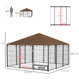 easycomfort easycomfort recinto per cani in metallo e tessuto oxford con porticina per ciotole 211x211x151 cm nero e marrone