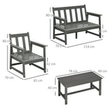 easycomfort easycomfort salotto da giardino con divanetto 2 poltrone e tavolino in hdpe con cuscini grigio scuro