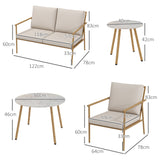 easycomfort easycomfort salotto da giardino con divano 2 poltroncine e 2 tavolini effetto bambu con cuscini marrone
