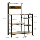 easycomfort easycomfort scaffale cucina multipresa per microonde con ripiani e cestino a rete 90x42x130cm marrone