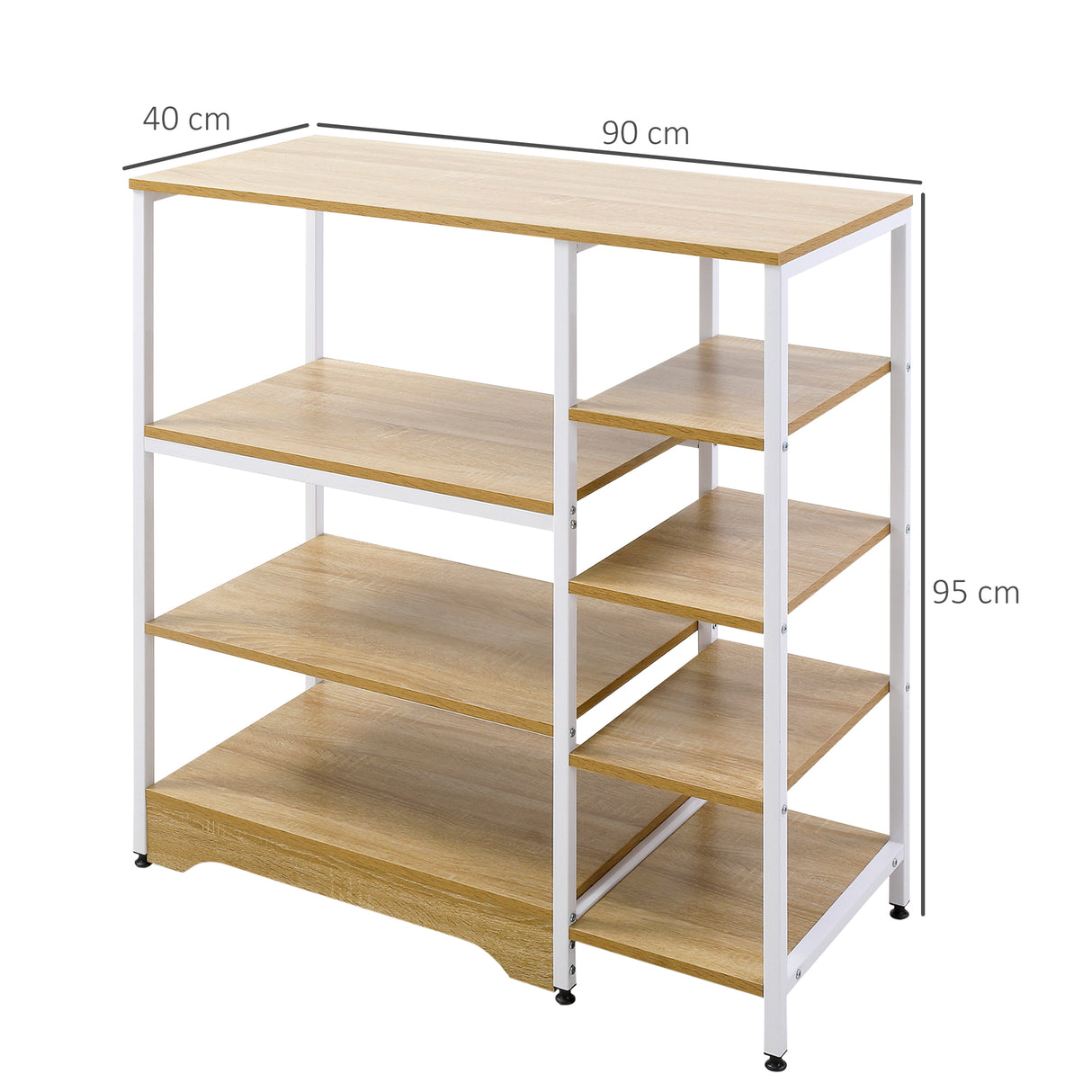 easycomfort easycomfort scaffale da cucina basso salvaspazio stile industriale mobiletto con 7 ripiani per cucina in metallo e legno 90x40x95cm bianco