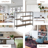 easycomfort easycomfort scaffale libreria asimmetrica in stile industriale in legno e metallo nero 120x32x95cm ean 8054144130903