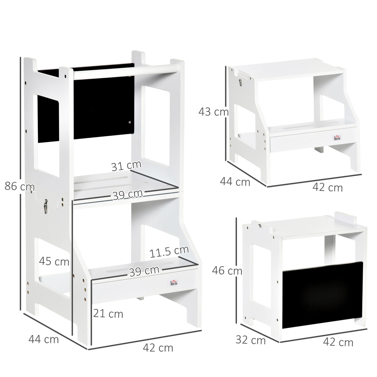 immagine-3-easycomfort-easycomfort-scala-montessori-2-in-1-in-mdf-staccabile-con-sgabello-lavagna-inclusi-per-bambini-3-6-anni-bianco