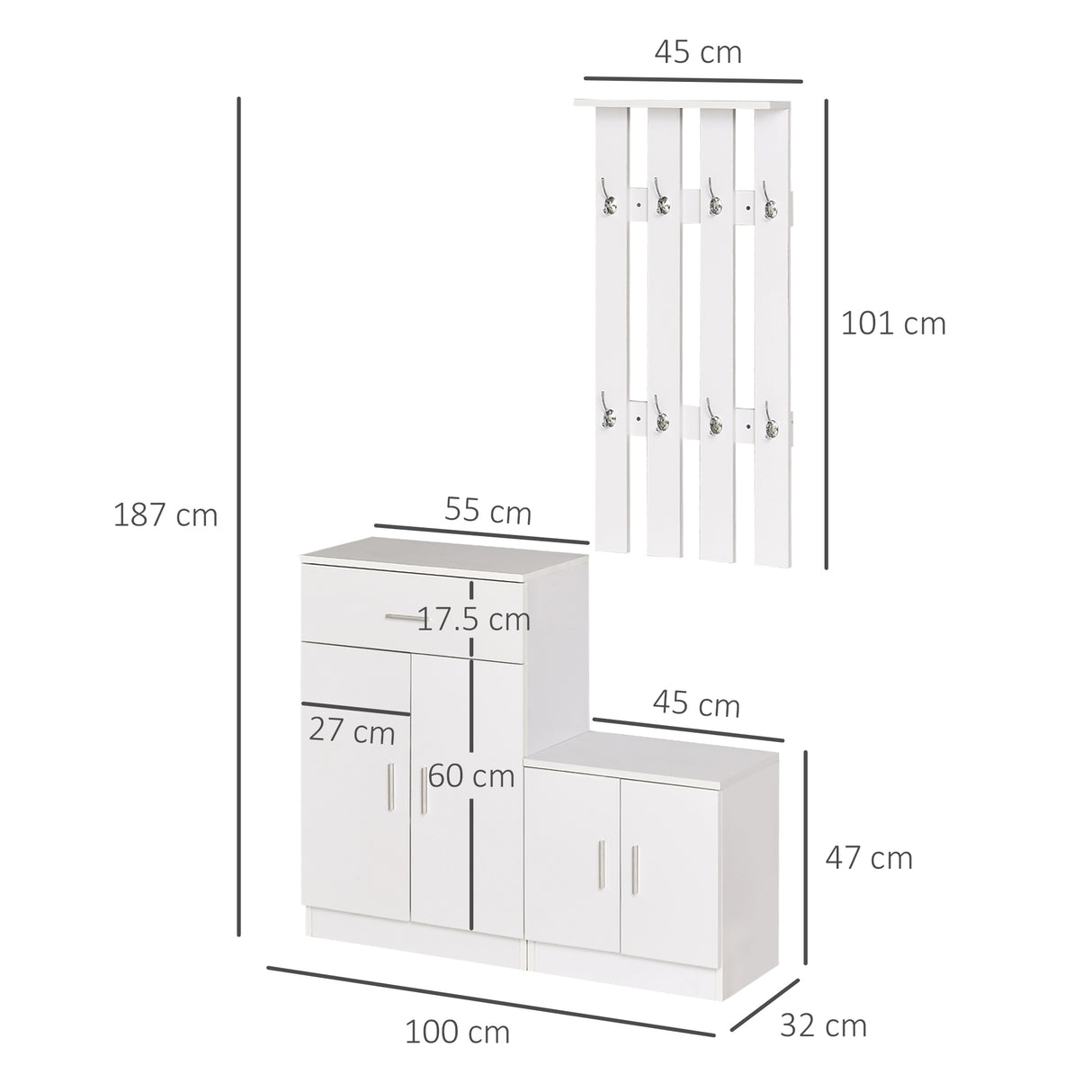 immagine-3-easycomfort-easycomfort-scarpiera-con-appendiabiti-a-combinazione-per-ingresso-e-camera-da-letto-legno-100x32x187cm-bianco