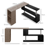 easycomfort easycomfort scrivania angolare salvaspazio con ripiano a s in legno 140x120x78 cm grigio effetto legno
