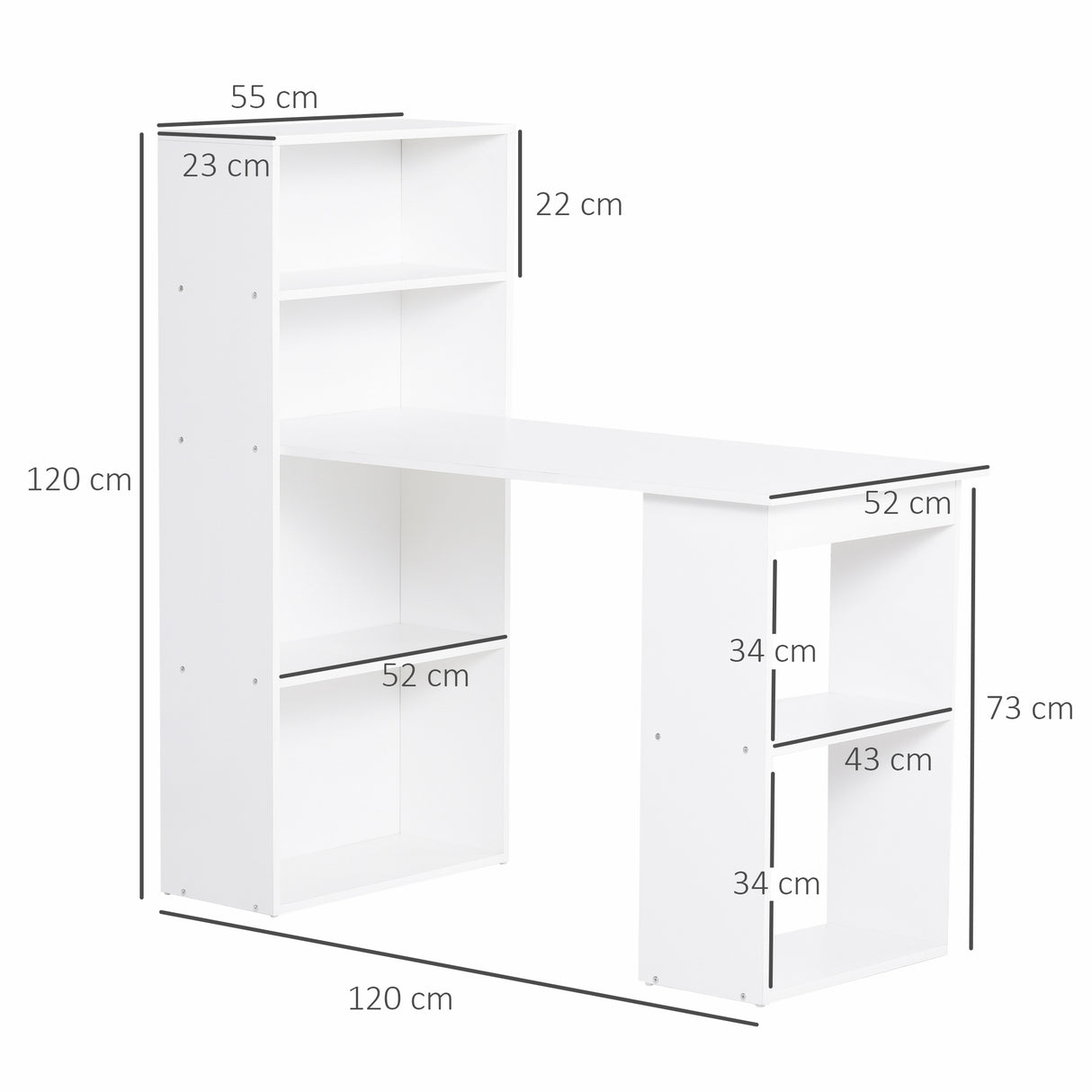 immagine-3-easycomfort-easycomfort-scrivania-computer-con-libreria-salvaspazio-tavolo-da-pranzo-per-ufficio-e-studio-120x55x120-cm-bianco-ean-8054144130781