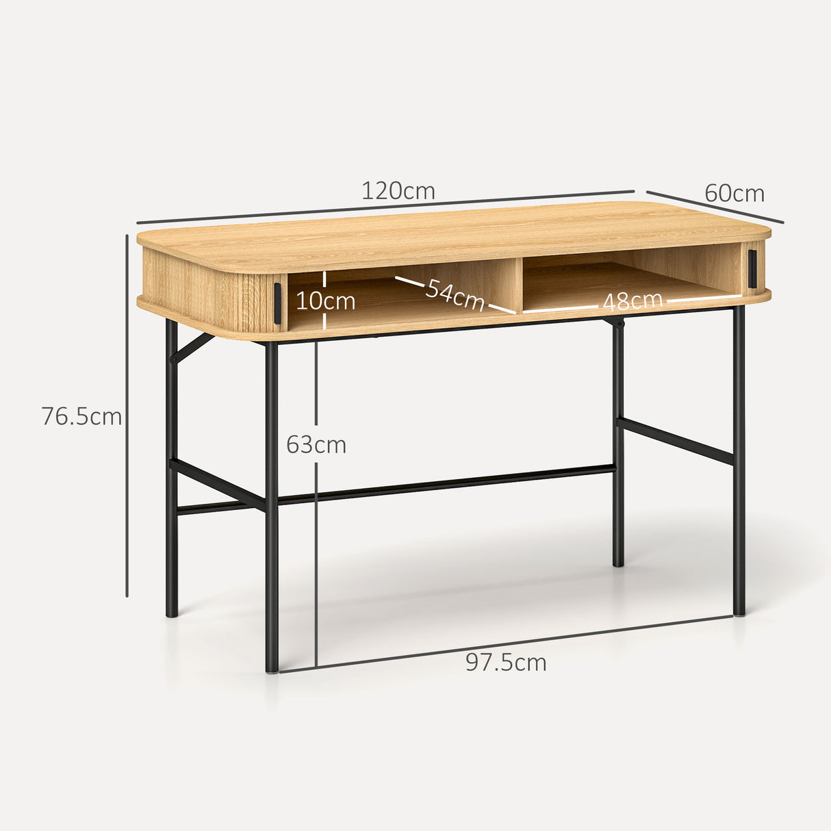 easycomfort easycomfort scrivania per camera e ufficio con ante scanalate legno e acciaio 120x60x76 5cm rovere e nero