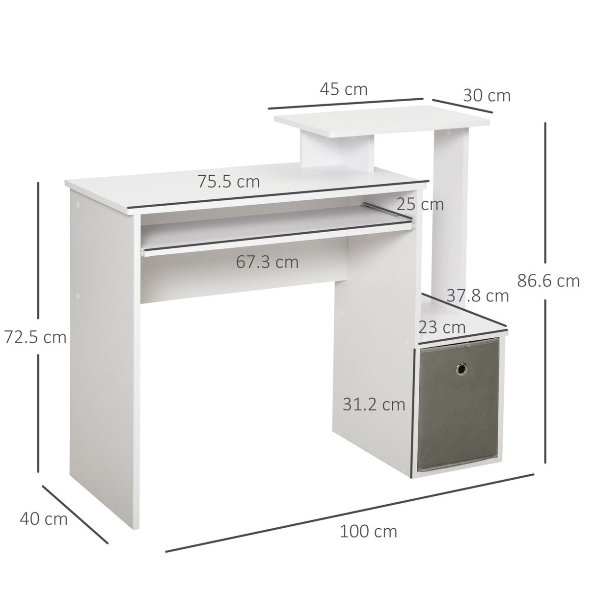 immagine-3-easycomfort-easycomfort-scrivania-per-computer-con-mensola-porta-tastiera-ripiano-e-cassetto-in-tessuto-in-legno-100x40x86-6cm-bianco