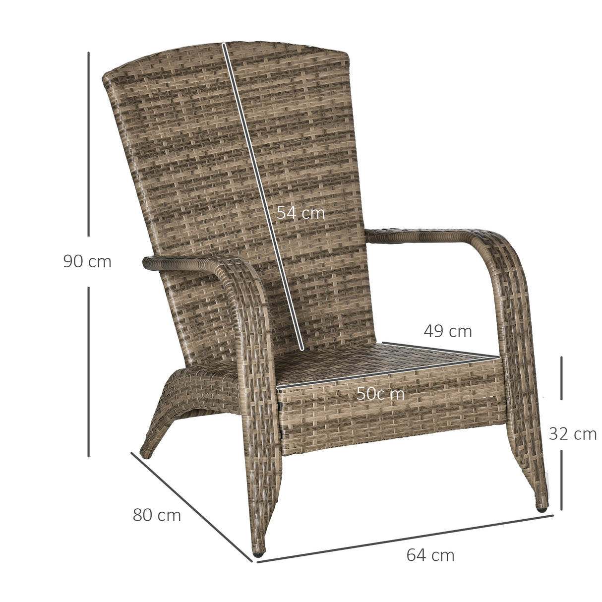 easycomfort easycomfort sedia da giardino adironrack con braccioli in rattan e acciaio 64x80x90 cm marrone e blu