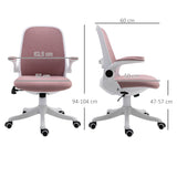 easycomfort easycomfort sedia da ufficio ergonomica ad altezza regolabile in tessuto effetto velluto 62 5x60x94 104 cm bianco e rosa