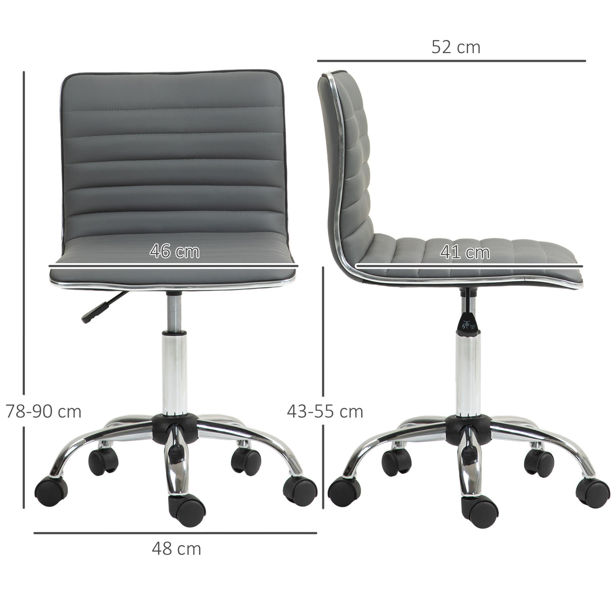 easycomfort easycomfort sedia da ufficio ergonomica in pelle pu con altezza regolabile seduta girevole e ruote grigio scuro