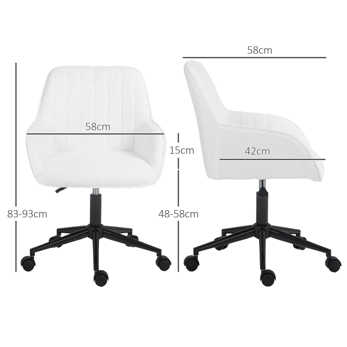 easycomfort easycomfort sedia da ufficio in tessuto con altezza regolabile seduta girevole e ruote bianco