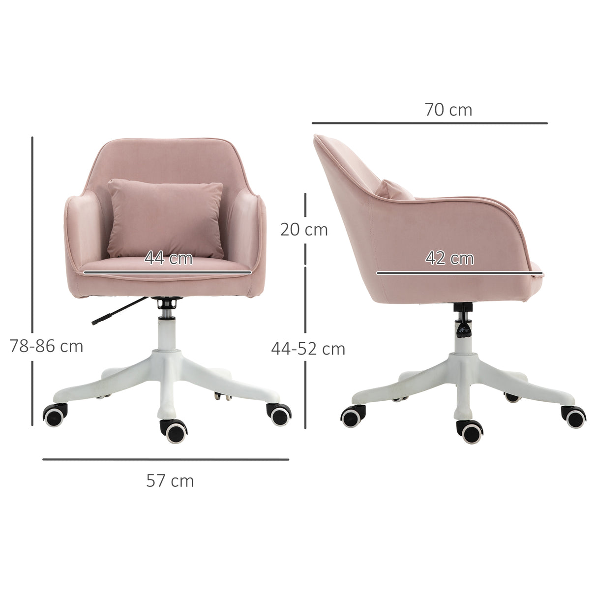 easycomfort easycomfort sedia da ufficio massaggiante a 2 punti con cuscino e braccioli in tessuto 57x70x78 86 cm rosa