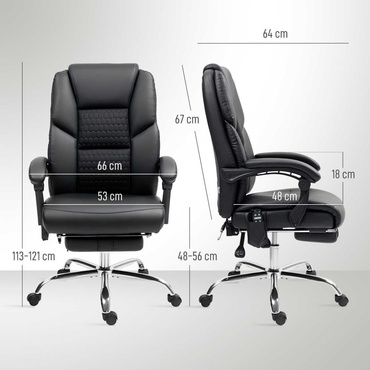 easycomfort easycomfort sedia da ufficio massaggiante e riscaldata con schienale reclinabile e poggiapiedi in pelle pu nero