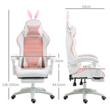easycomfort easycomfort sedia gaming ergonomica con orecchie poggiapiedi estraibile cuscino lombare e poggiatesta rosa