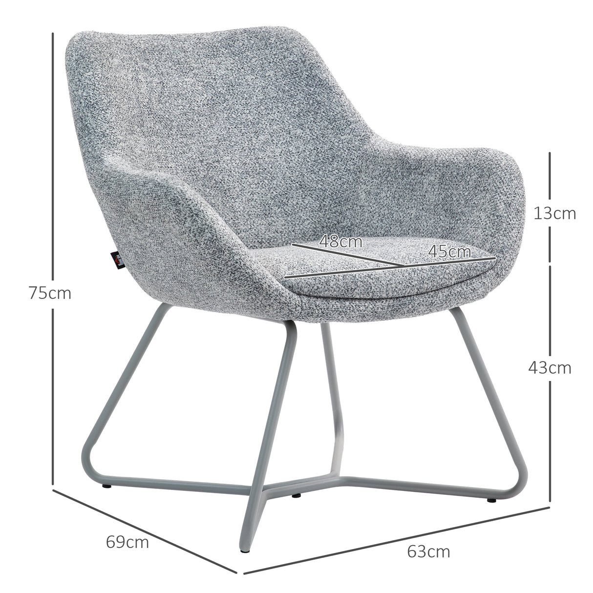 easycomfort easycomfort sedia moderna con braccioli e schienale imbottiti in tessuto effetto lino e acciaio 63x69x75 cm grigio