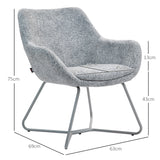 easycomfort easycomfort sedia moderna con braccioli e schienale imbottiti in tessuto effetto lino e acciaio 63x69x75 cm grigio